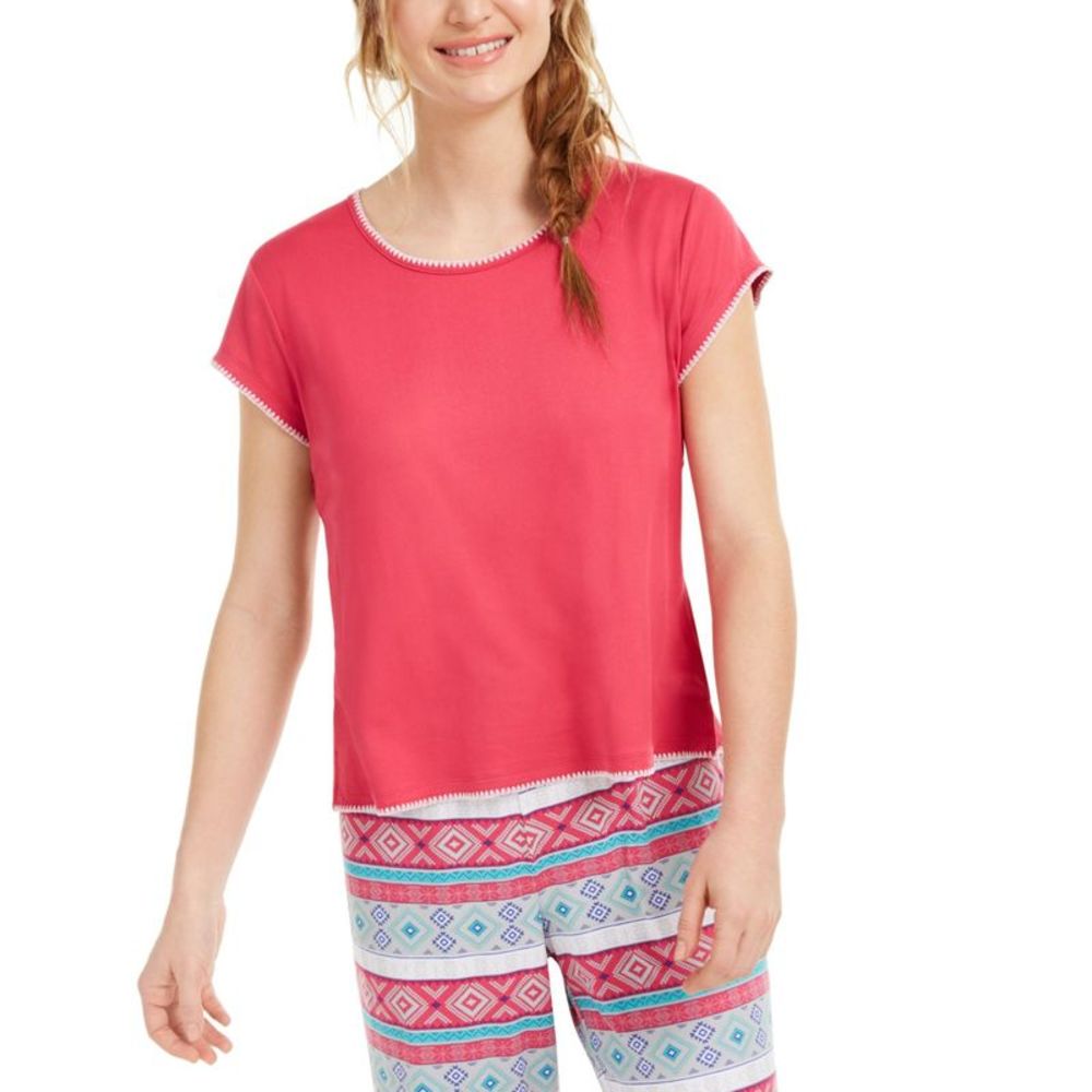Muk Luks Womens Contrast Stitch Pajama T Shirt Small